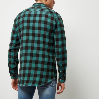 Teal buffalo check shirt